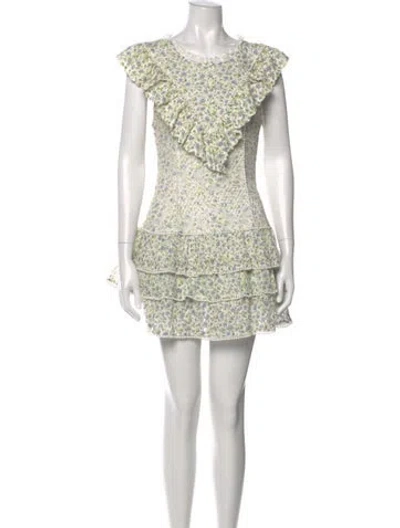 Pre-owned Loveshackfancy Floral Print Mini Dress In Green