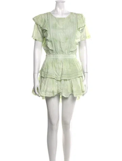 Pre-owned Loveshackfancy Floral Print Mini Dress In Green