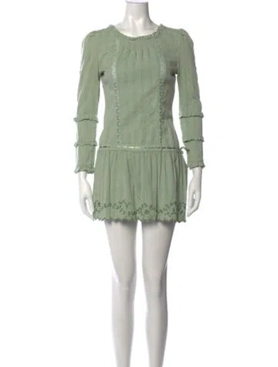 Pre-owned Loveshackfancy Floral Print Mini Dress In Green