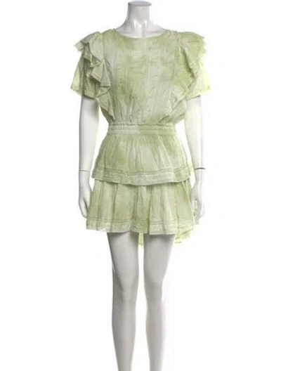 Pre-owned Loveshackfancy Floral Print Mini Dress In Green