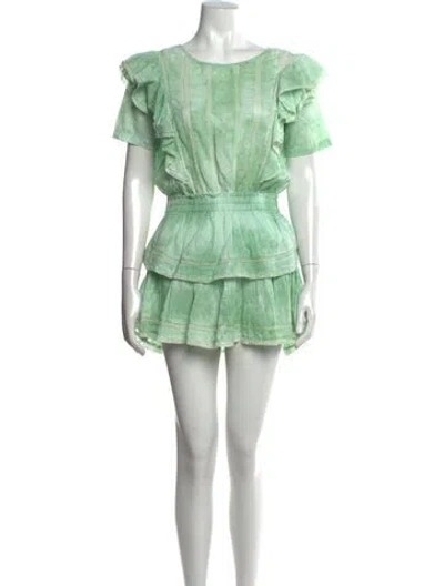 Pre-owned Loveshackfancy Floral Print Mini Dress In Green