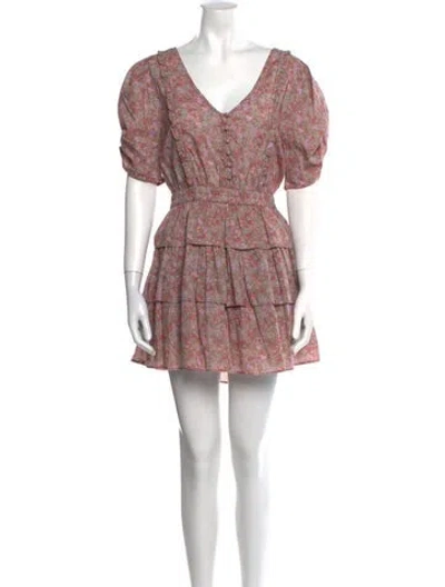 Pre-owned Loveshackfancy Floral Print Mini Dress In Green