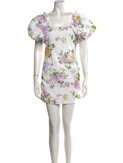 Pre-owned Loveshackfancy Floral Print Mini Dress In Green
