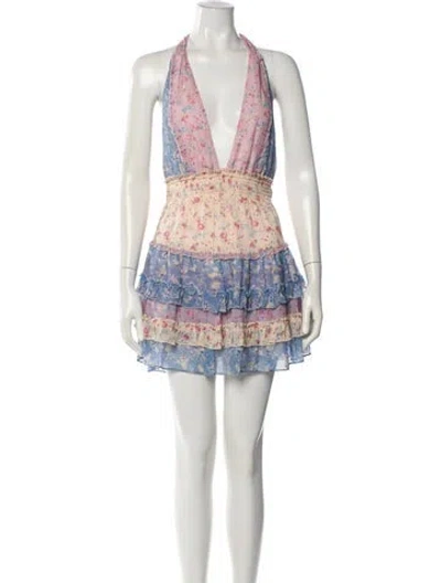Pre-owned Loveshackfancy Floral Print Mini Dress In Multi