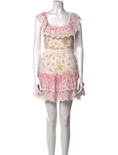 Pre-owned Loveshackfancy Floral Print Mini Dress In Multi