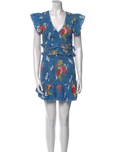 Pre-owned Loveshackfancy Floral Print Mini Dress In Multi