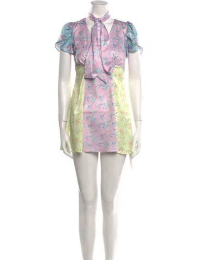 Pre-owned Loveshackfancy Floral Print Mini Dress In Multi