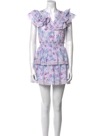 Pre-owned Loveshackfancy Floral Print Mini Dress In Multi