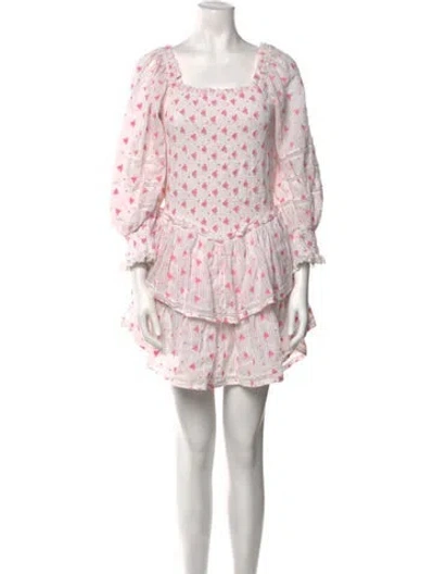 Pre-owned Loveshackfancy Floral Print Mini Dress In Multi