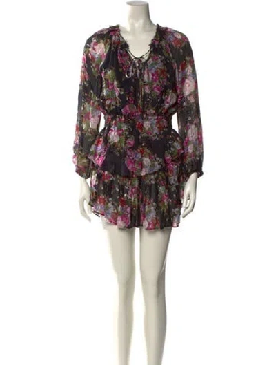 Pre-owned Loveshackfancy Floral Print Mini Dress In Multi