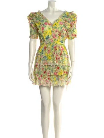Pre-owned Loveshackfancy Floral Print Mini Dress In Multi