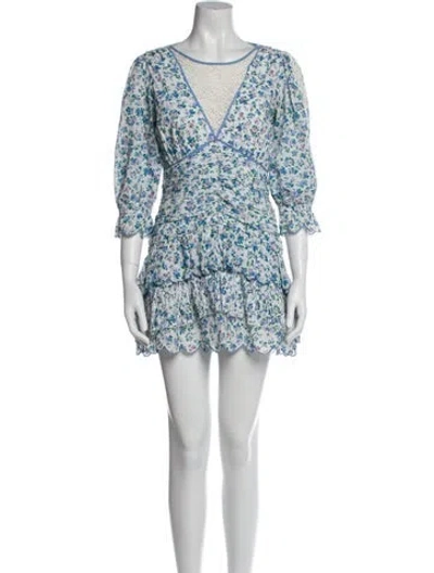 Pre-owned Loveshackfancy Floral Print Mini Dress In Multi