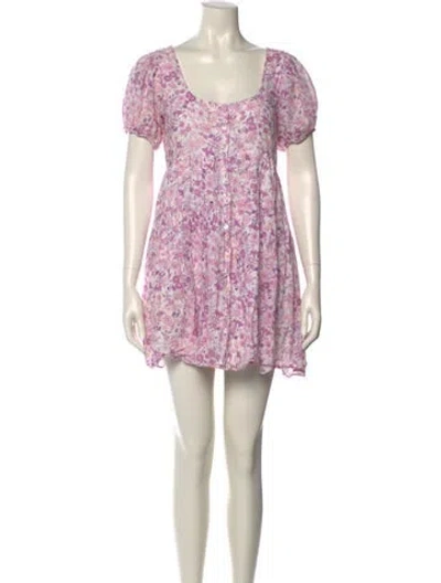 Pre-owned Loveshackfancy Floral Print Mini Dress In Multi