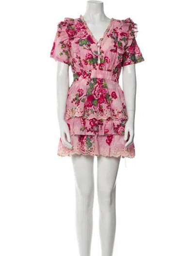 Pre-owned Loveshackfancy Floral Print Mini Dress In Multi