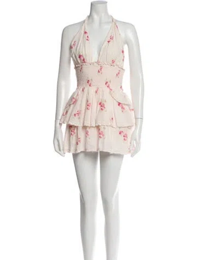 Pre-owned Loveshackfancy Floral Print Mini Dress In Multi