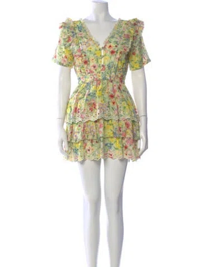 Pre-owned Loveshackfancy Floral Print Mini Dress In Multi