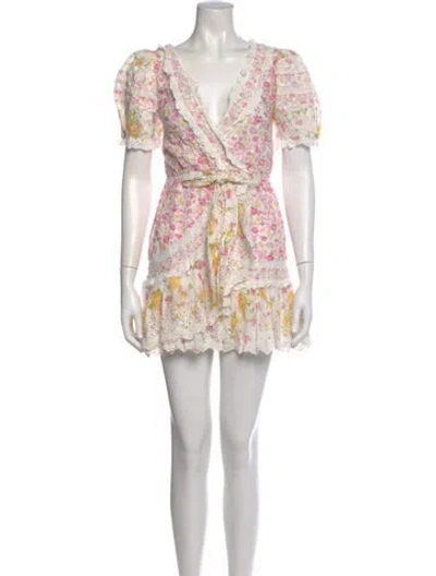 Pre-owned Loveshackfancy Floral Print Mini Dress In Multi