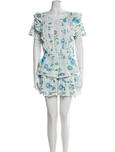 Pre-owned Loveshackfancy Floral Print Mini Dress In Multi