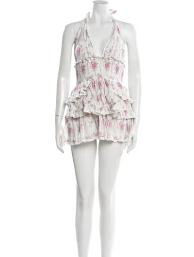 Pre-owned Loveshackfancy Floral Print Mini Dress In Multi