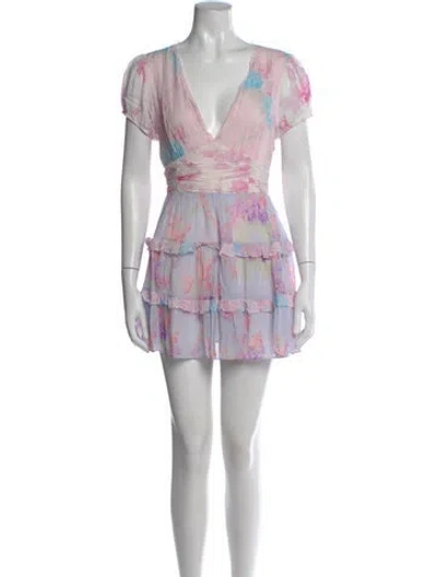 Pre-owned Loveshackfancy Floral Print Mini Dress In Multi