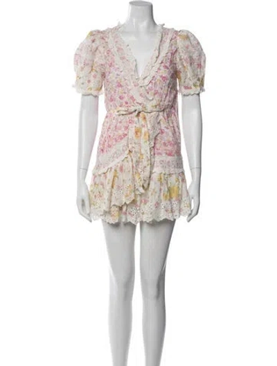Pre-owned Loveshackfancy Floral Print Mini Dress In Multi