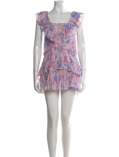 Pre-owned Loveshackfancy Floral Print Mini Dress In Multi