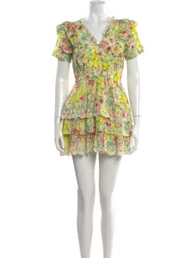 Pre-owned Loveshackfancy Floral Print Mini Dress In Multi