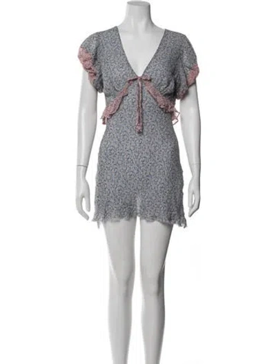 Pre-owned Loveshackfancy Floral Print Mini Dress In Multi