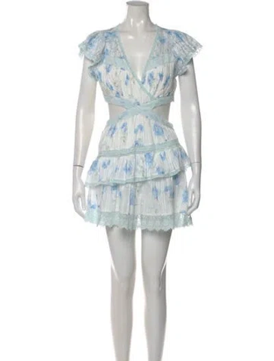 Pre-owned Loveshackfancy Floral Print Mini Dress In Multi