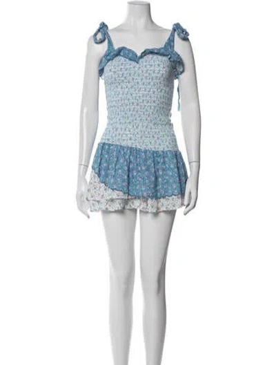 Pre-owned Loveshackfancy Floral Print Mini Dress In Multi