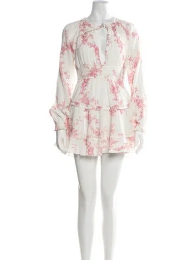 Pre-owned Loveshackfancy Floral Print Mini Dress In Multi