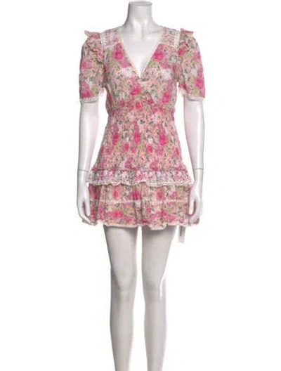 Pre-owned Loveshackfancy Floral Print Mini Dress In Multi