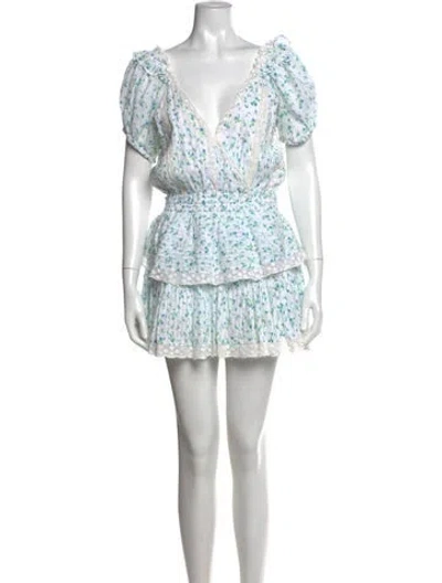 Pre-owned Loveshackfancy Floral Print Mini Dress In Multi