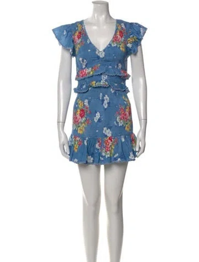 Pre-owned Loveshackfancy Floral Print Mini Dress In Multi