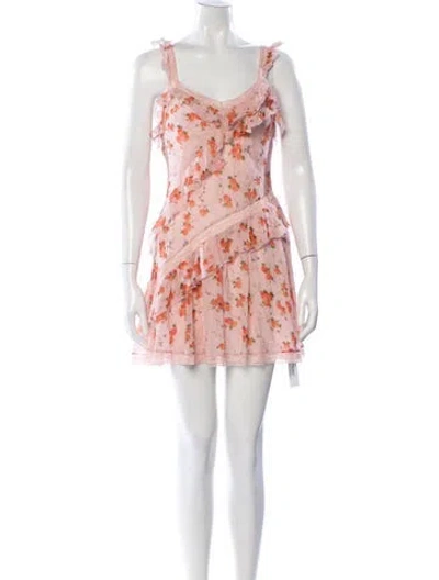 Pre-owned Loveshackfancy Floral Print Mini Dress In Multi