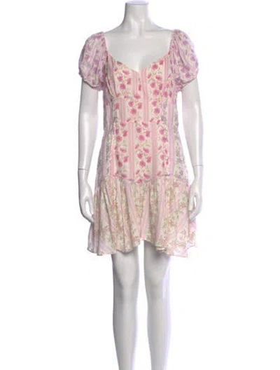 Pre-owned Loveshackfancy Floral Print Mini Dress In Multi
