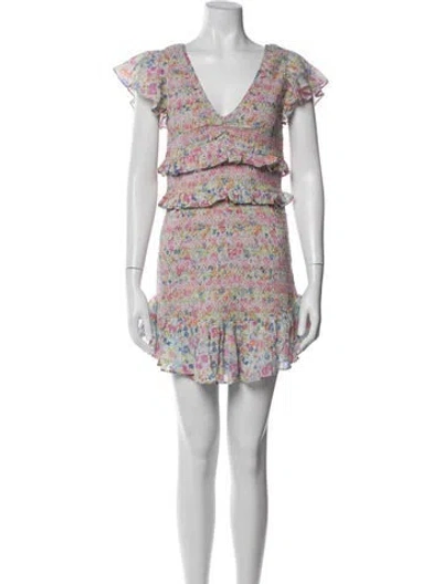 Pre-owned Loveshackfancy Floral Print Mini Dress In Multi