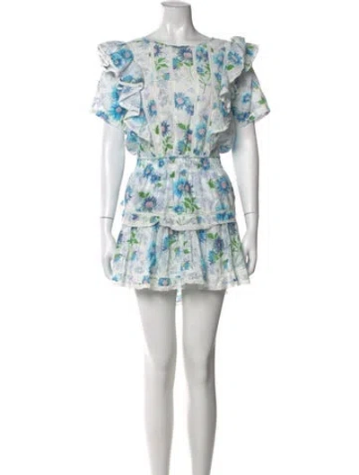 Pre-owned Loveshackfancy Floral Print Mini Dress In Multi