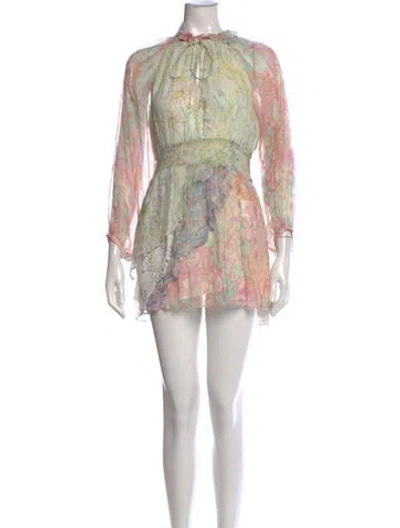 Pre-owned Loveshackfancy Floral Print Mini Dress In Multi