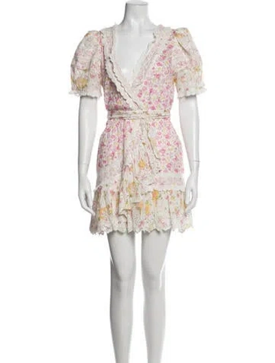 Pre-owned Loveshackfancy Floral Print Mini Dress In Multi