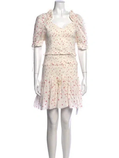 Pre-owned Loveshackfancy Floral Print Mini Dress In Multi