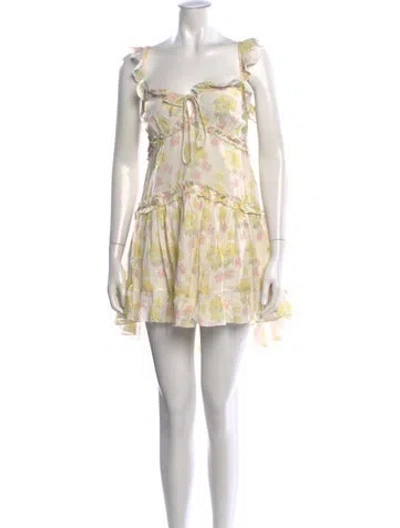 Pre-owned Loveshackfancy Floral Print Mini Dress In Multi
