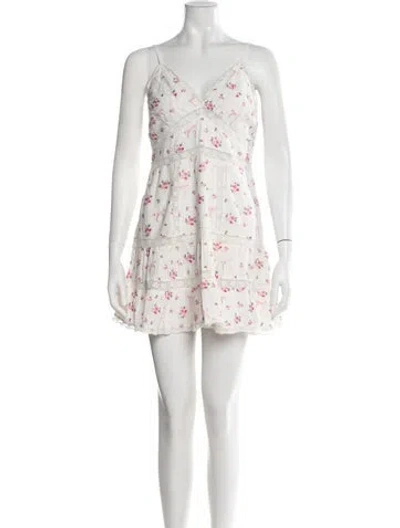 Pre-owned Loveshackfancy Floral Print Mini Dress In Multi