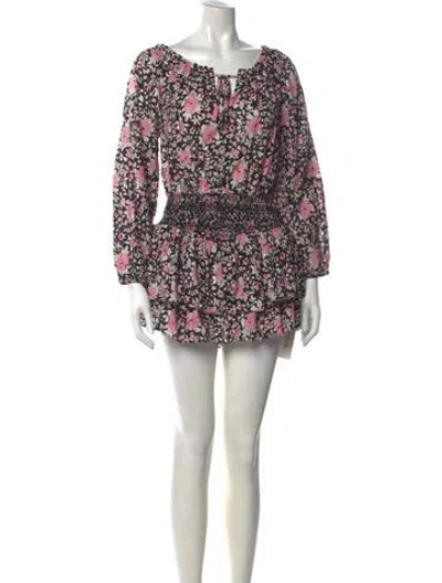Pre-owned Loveshackfancy Floral Print Mini Dress In Multicolor