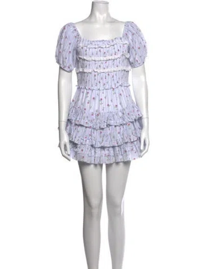 Pre-owned Loveshackfancy Floral Print Mini Dress In Multicolor