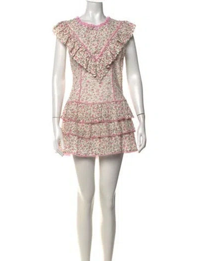 Pre-owned Loveshackfancy Floral Print Mini Dress In Multicolor