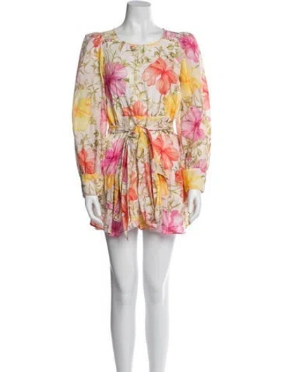 Pre-owned Loveshackfancy Floral Print Mini Dress In Multicolor