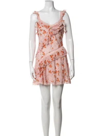 Pre-owned Loveshackfancy Floral Print Mini Dress In Multicolor