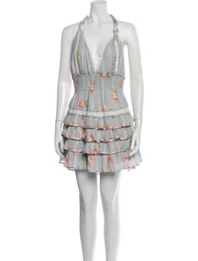 Pre-owned Loveshackfancy Floral Print Mini Dress In Multicolor