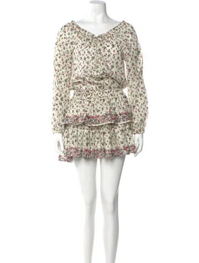 Pre-owned Loveshackfancy Floral Print Mini Dress In Neutral